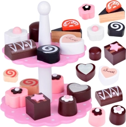 Drveni dvokatni set s kolačićima za djecu