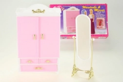 Garderobni ormar i ogledalo za lutke Glorie