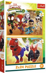 Puzzle 2×24 SPIDEY i dinosauri Trefl