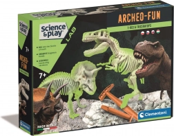 Clementoni Science & Play ArcheoFun: T‑Rex i Triceratops – iskopna set s fosforescentnim kosturima