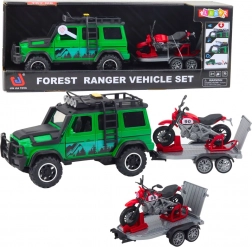 Terenac s prikolicom i motorom sa svjetlima i zvukovima – zeleni