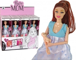 Trudna lutka u plavoj haljini s bebom