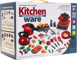 Crveni set lonaca s kuhinjom i priborom