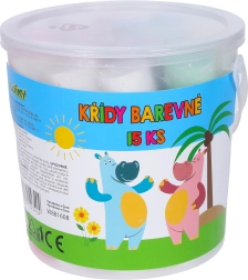 Obojene kredice za pločnik u kantici, 15 kom