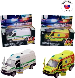 Spasilačko metalno vozilo sa svjetlom i zvukom, pull-back 12 cm