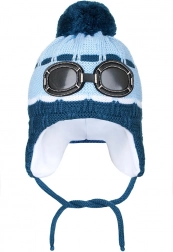 Zimska dječja kapa NEW BABY s naočalama, siva