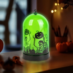 Zelena LED svjetiljka za Noć vještica s motivom kostura