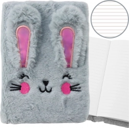 Plišani bilježnički A5 s plišanim zečićem, crtani, sivi