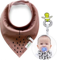 Smeđa dječja marama/slinček s držačem za dudu