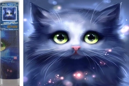 Dijamantno slikanje sivo mače 30 × 40 cm