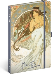 Bilježnica NOTIQUE Alfons Mucha – Glazba, linirana, 13 × 21 cm