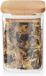 Staklena posuda za rasute namirnice 200 ml s bambuskim poklopcem i brtvom