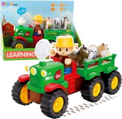 Interaktivni dječji traktor s prikolicom i životinjama sa svjetlima i zvukovima FARMER FUN TRUCK