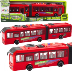 Zglobni autobus 1:16 sa svjetlima, zvukovima i otvarajućim vratima – crveni