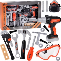 Veliki set za male majstore s bušilicom, čekićem i ključem