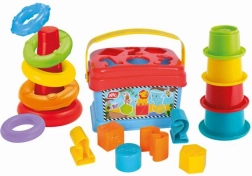 Set za igru 3 u 1 - umetanje, piramida i čašice