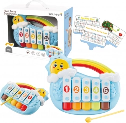 Glazbeno pianinko za bebe Sunčeko, pet tonova – plavo