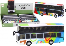 Dvospratni šareni metalni autobus s inercijskim pogonom, svjetlima i zvukovima