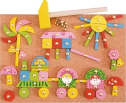 Pluto s čavlićima od pluta za djevojčice – kreativna drvena mozaička igra