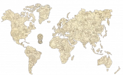 Drvena životinjska karta svijeta 3D, veličina M
