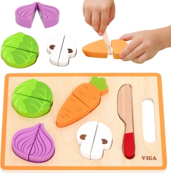 Viga drvena Montessori garnitura povrća za rezanje s daskom i nožićem