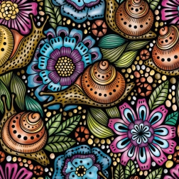 Kvadratne puzzle Q Life: puževi na cvijeću, 72 dijela