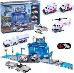 Woopie tematski set policijske postaje na aerodromu s autima i helikopterom, 37 dijelova