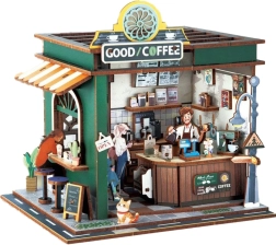 3D wooden construction kit café with lighting effects 14.5 × 16 × 15.8 cm