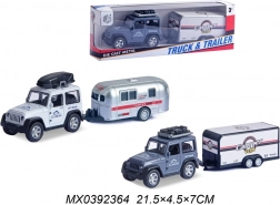 Terenski džip s kamp-prikolicom – pull-back metalni model