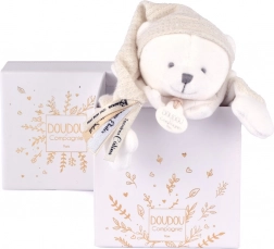 Doudou poklon set – plišani tješilica medo s kapicom, bež 25 cm