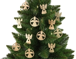 Božićni drveni ukrasi anđelčići za bor 12 kom
