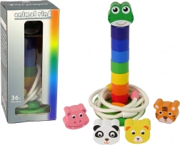 Drvena edukativna piramida i prsteni sa životinjama