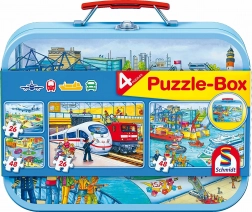 Puzzle promet 4u1 u limenom koferiću