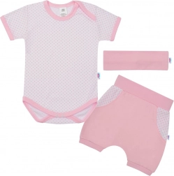 Ljetni pamučni 3-dijelni set NEW BABY Perfect Summer, svijetloružičasta, vel. 92
