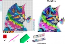 diamond painting mačić 30 × 30 cm