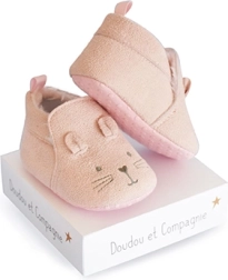 Poklon set – prve papučice 0–6 mjeseci, ružičaste