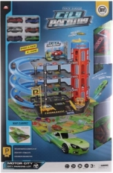 Velika plastična garaža s tepihom i autićima