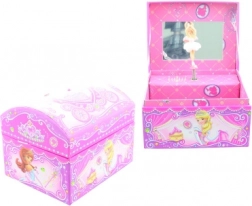 Ružičasta glazbena kutija za nakit s balerinom i zrcalom
