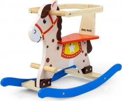 Drveni ljuljački konjić s naslonom MILLY MALLY Lucky, plavo‑crveni