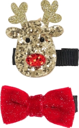 Kopče za kosu s jelenom i mašnom – 2 kom