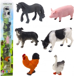 Mini figurice domaćih životinja 3–5 cm – konj, krava, svinja, pas, pijetao i guska, set 6 kom