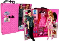 Set lutaka dječak i djevojčica s garderobnim ormarom i odjećom u kovčežiću