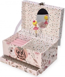 Kutija za nakit s glazbenim mehanizmom Balerina – ružičasti cvjetni motiv
