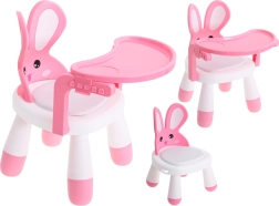 Children's bunny chair with removable tray – pink