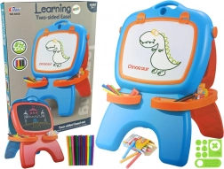 Dvostrana magnetna i kredna ploča plavo-crvena sa šablonama