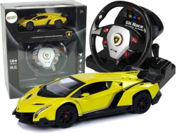 Daljinski upravljani Lamborghini Veneno Yellow 2.4G, daljinski upravljač u obliku volana, zvuk i svjetla
