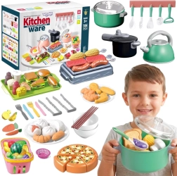 Woopie kids kitchen set for cooking and cutting, 108 pcs, green