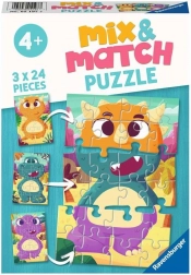 RAVENSBURGER puzzle Mix & Match: simpatični dinosauri 3×24 dijelova