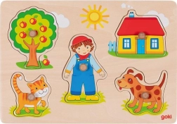 Drvena slagalica s umetaljkama Dom GOKI