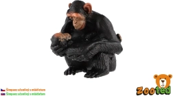 Female chimpanzee figurine with baby